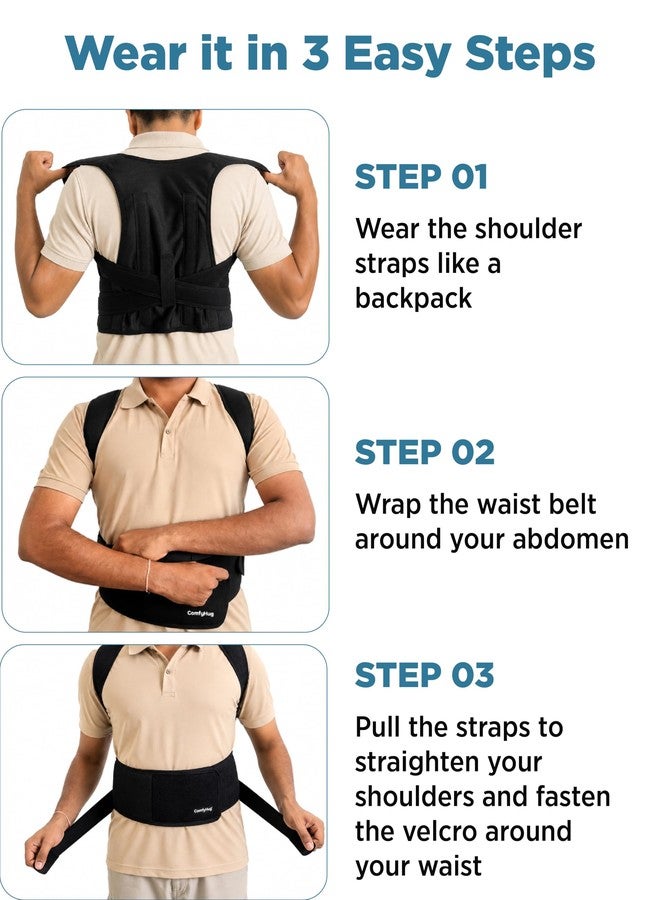 ComfyHug Posture Corrector Belt for Men & Women – Universal Size Adjustable Back Posture Support Brace for Spine Alignment, Shoulder & Upper Back Pain Relief, Breathable Back Support Belt - Image 4