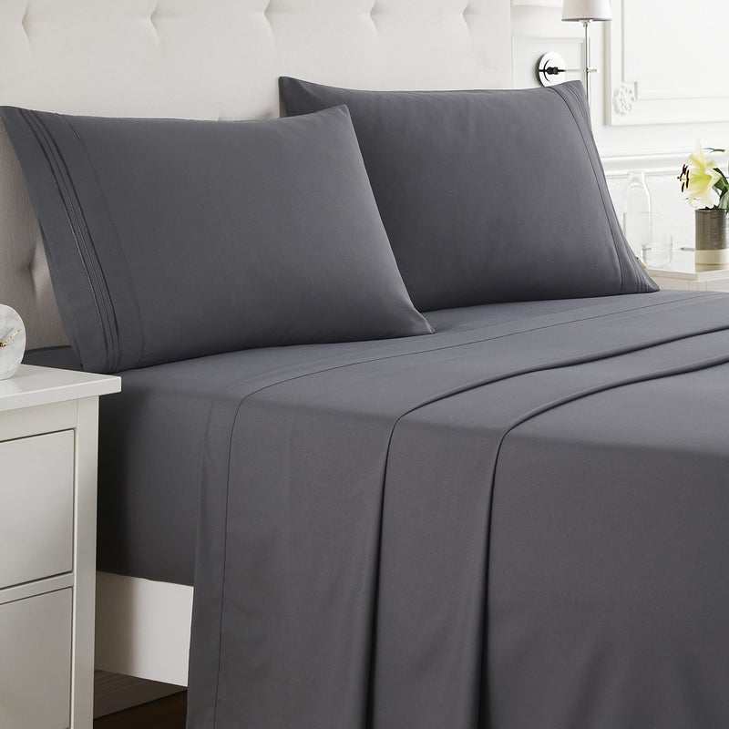 Nestl Nestl RV Short Queen Sheet Set - 4 Piece Bed Sheets for RV Short Queen Size Bed  Deep Pocket  Hotel Luxury  Extra Soft  Breathable and Cooling  Grey RV Short Queen Size Sheets  - Image 1