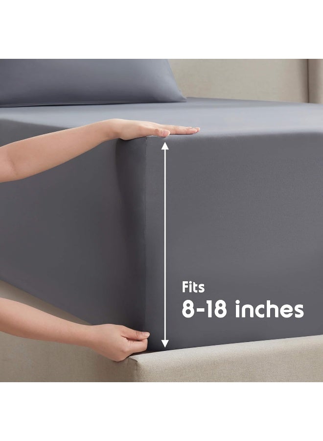 Nestl Nestl RV Short Queen Sheet Set - 4 Piece Bed Sheets for RV Short Queen Size Bed  Deep Pocket  Hotel Luxury  Extra Soft  Breathable and Cooling  Grey RV Short Queen Size Sheets  - Image 4