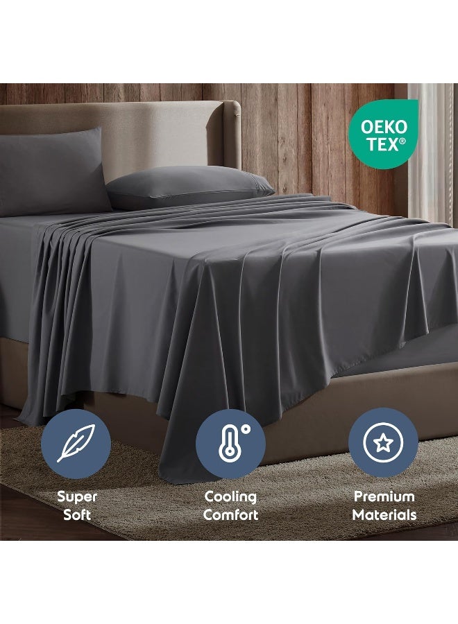 Nestl Nestl RV Short Queen Sheet Set - 4 Piece Bed Sheets for RV Short Queen Size Bed  Deep Pocket  Hotel Luxury  Extra Soft  Breathable and Cooling  Grey RV Short Queen Size Sheets  - Image 5