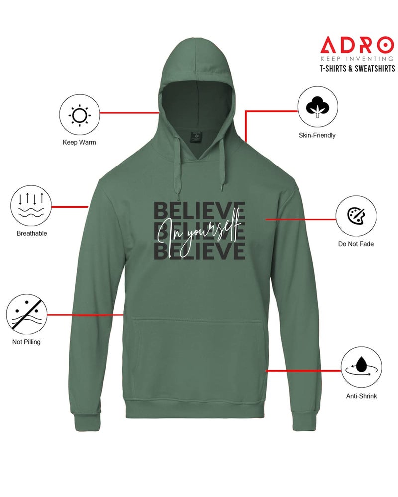 ADRO Believe in Your Self Printed Hoodie/Sweatshirt for Men (H22-M-INV-PT_Pista_3XL) - Image 3