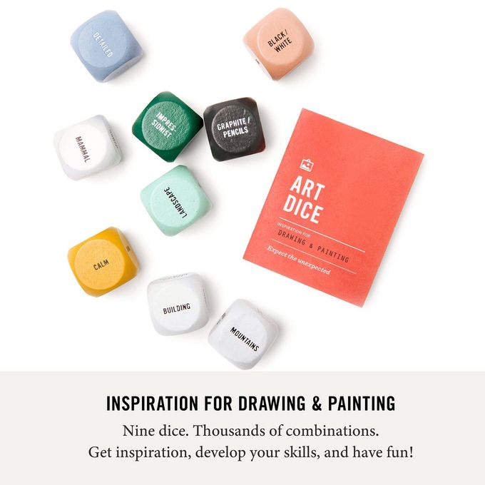 Two Tumbleweeds Art Dice Drawing & Painting Game for Adults, Artists & Teachers Set of 9 Dice for Creative Inspiration Art Supplies for Studio and Classroom Gift for Artist 1+ Players - Image 2
