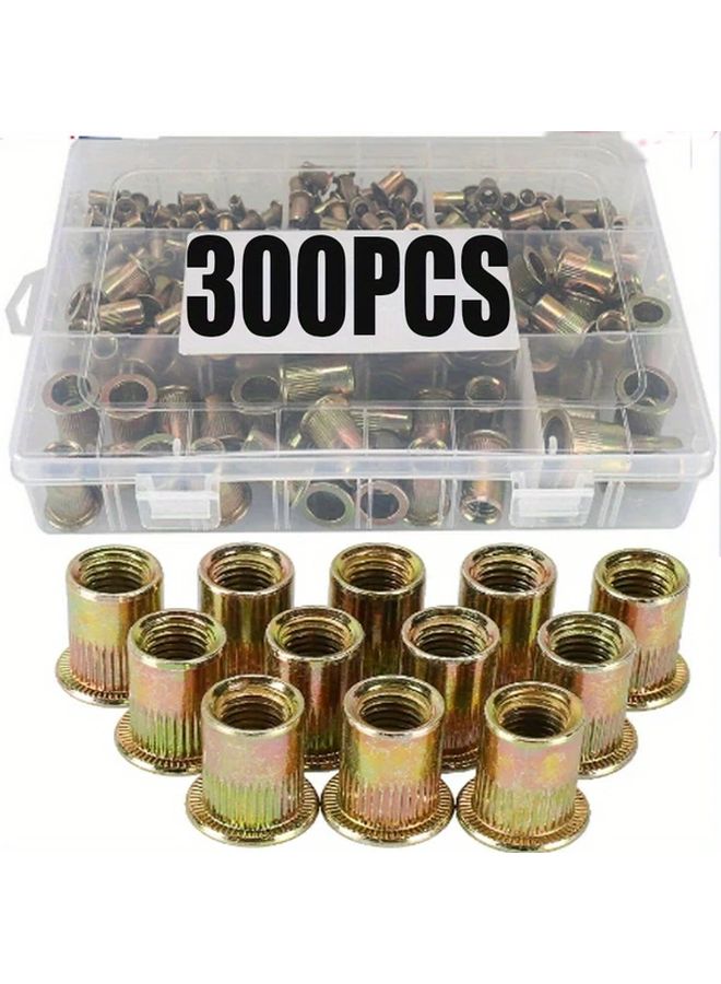 300pcs Copper Rivet Nuts Blind Threaded Insert Nutsert Kit M3 M4 M5 M6 M8 M12 - Image 1