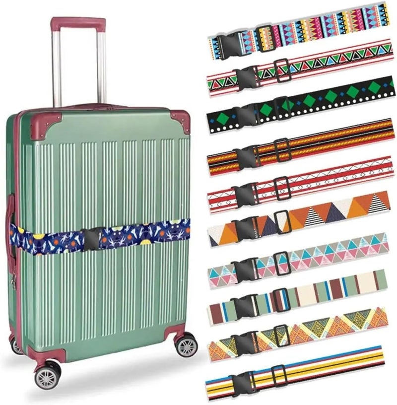 2pc Multicolor Travel Luggage Belts - Ethnic Style Baggage Binding Strap for Suitcase Accessories(Color6) - Image 2