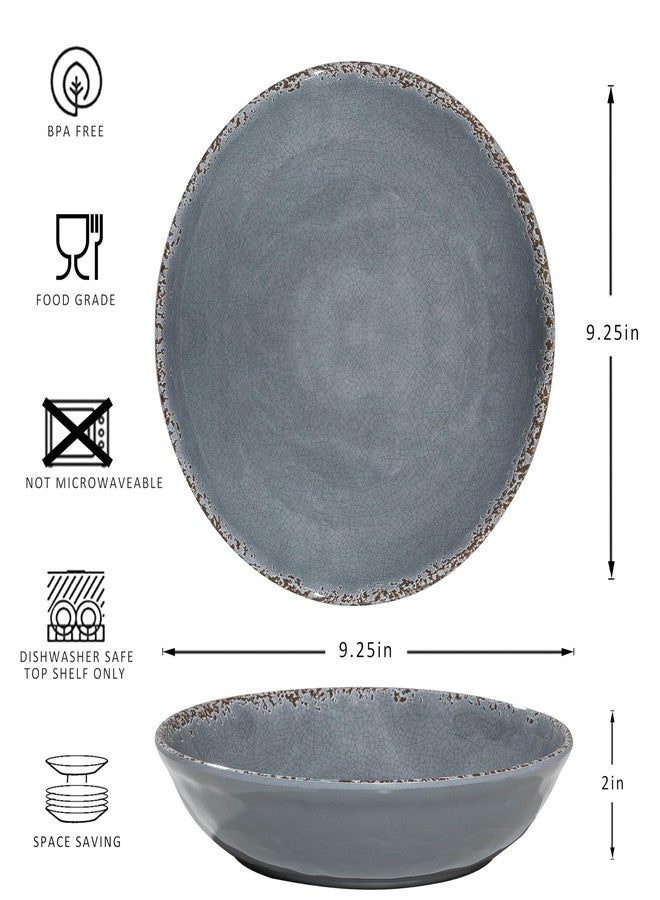 ZAROCRUS Melamine Pasta Bowls Set,6 Piece 9.25 inch Vintage Melamine Pasta/Salad/Ramen/Noodle/dinner/Fruit Bowls, Set of 6,Unbreakable Large Shallow Serving Bowls set,Cool Grey… - Image 5