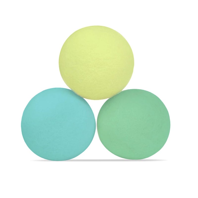 melii Reusable New Zealand Wool Dryer Balls 3-Pack - Reduces Drying Time, Static & Wrinkles - Mint, Lime, Blue - Image 1