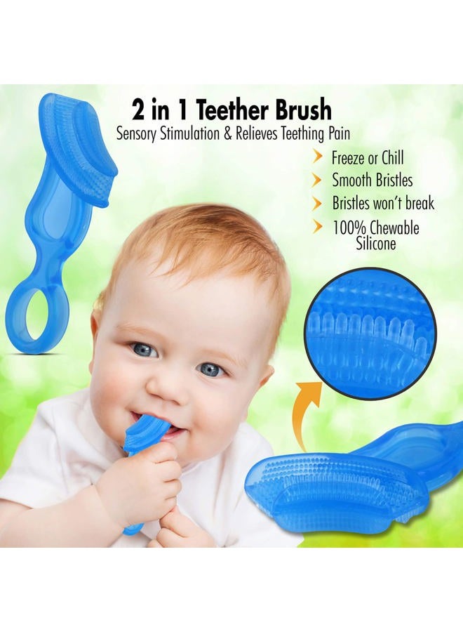Brilliant Baby Buddy Blue First Silicone Toothbrush - Image 4