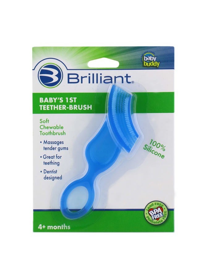 Brilliant Baby Buddy Blue First Silicone Toothbrush - Image 1