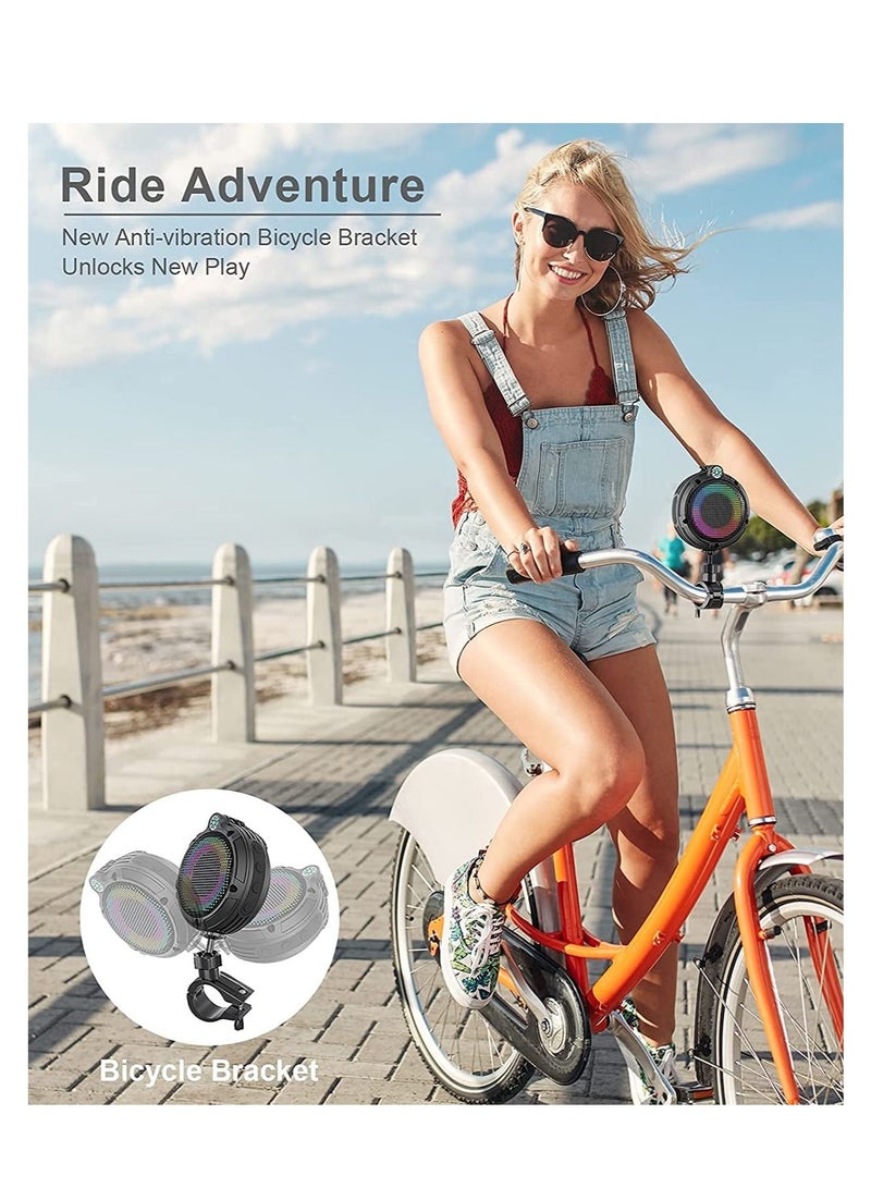 SYOSI Portable Bluetooth Speaker, IPX7 Waterproof Outdoor Wireless Speaker, Mini Speaker with LED Lights & 8W & 24H Playtime, Perfect for Shower, Bike, Hike, Support TF Card, FM Radio - Image 5