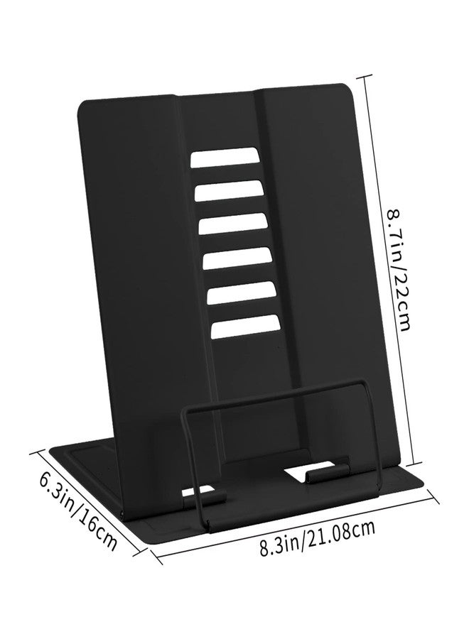 Honagu Desk Book Stand Metal Reading Rest Book Holder, Book Holders for Reading Hands Free, Adjustable Cookbook Documents Holder Bookstands for Recipes Textbooks Music Books (Black) - Image 3