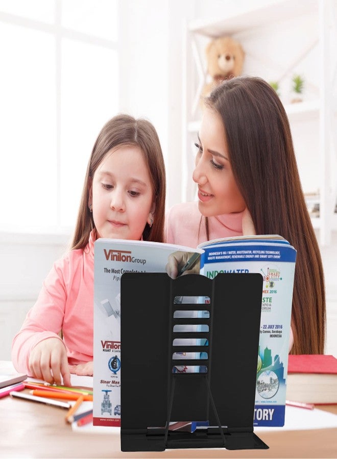 Honagu Desk Book Stand Metal Reading Rest Book Holder, Book Holders for Reading Hands Free, Adjustable Cookbook Documents Holder Bookstands for Recipes Textbooks Music Books (Black) - Image 5