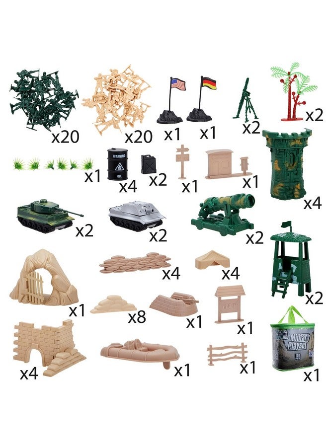 Juvale Army Men Toy Soldiers Playset for Boys - Small Plastic Action Figures, Military Battlefield Fort Accessories, Tanks - 100-Piece Military Toys - Image 4