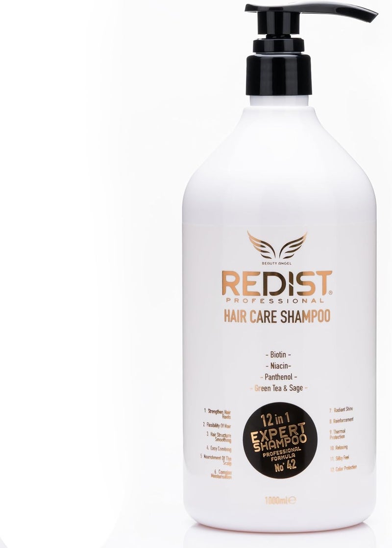 Redist Professional 12in1 Shampoo 1000ml Strengthens Hydrates Repairs Anti Frizz Color Protection Restores Shine Elasticity Nourishes Scalp All Hair Types