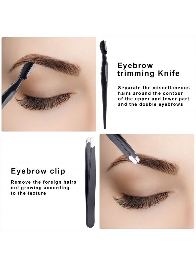 JPNK 5 in 1 Eyebrow Tweezers Scissors and Razors Set-Eyebrow Trimmer Shaver Shaper and Angled & Spoolie Brows Brushes Eyebrow Grooming Kit for Women and Men - Image 4