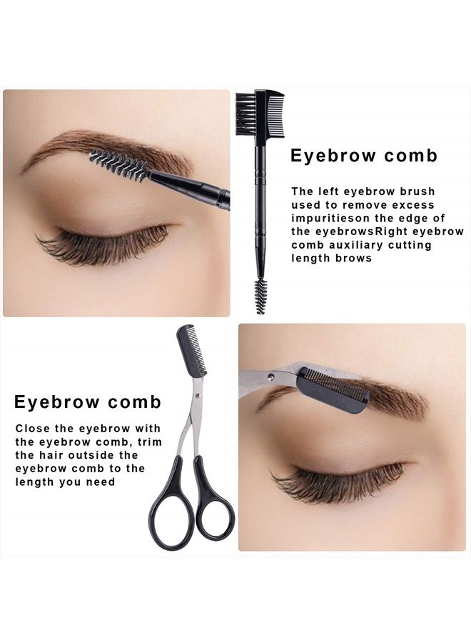 JPNK 5 in 1 Eyebrow Tweezers Scissors and Razors Set-Eyebrow Trimmer Shaver Shaper and Angled & Spoolie Brows Brushes Eyebrow Grooming Kit for Women and Men - Image 3