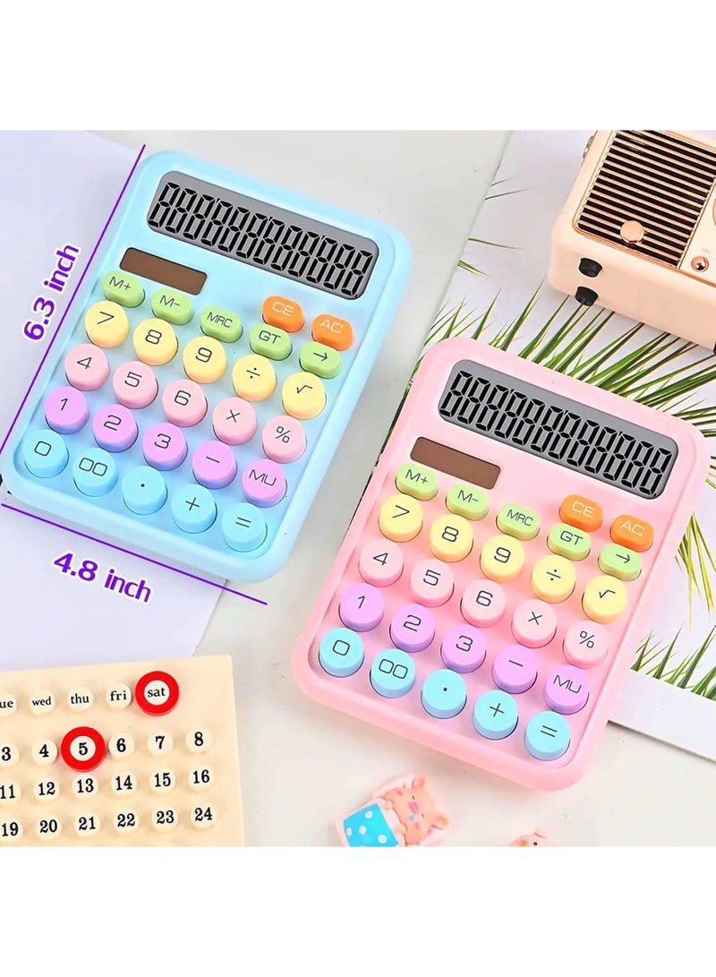 SOLARAE Mechanical Switch Calculator, Colorful Candy Calculator, 12 Digits, Large LCD Display, Purple Calculator Big Buttons, for Everyday Life and Basic Office Work (Colorful Blue, L) - Image 2