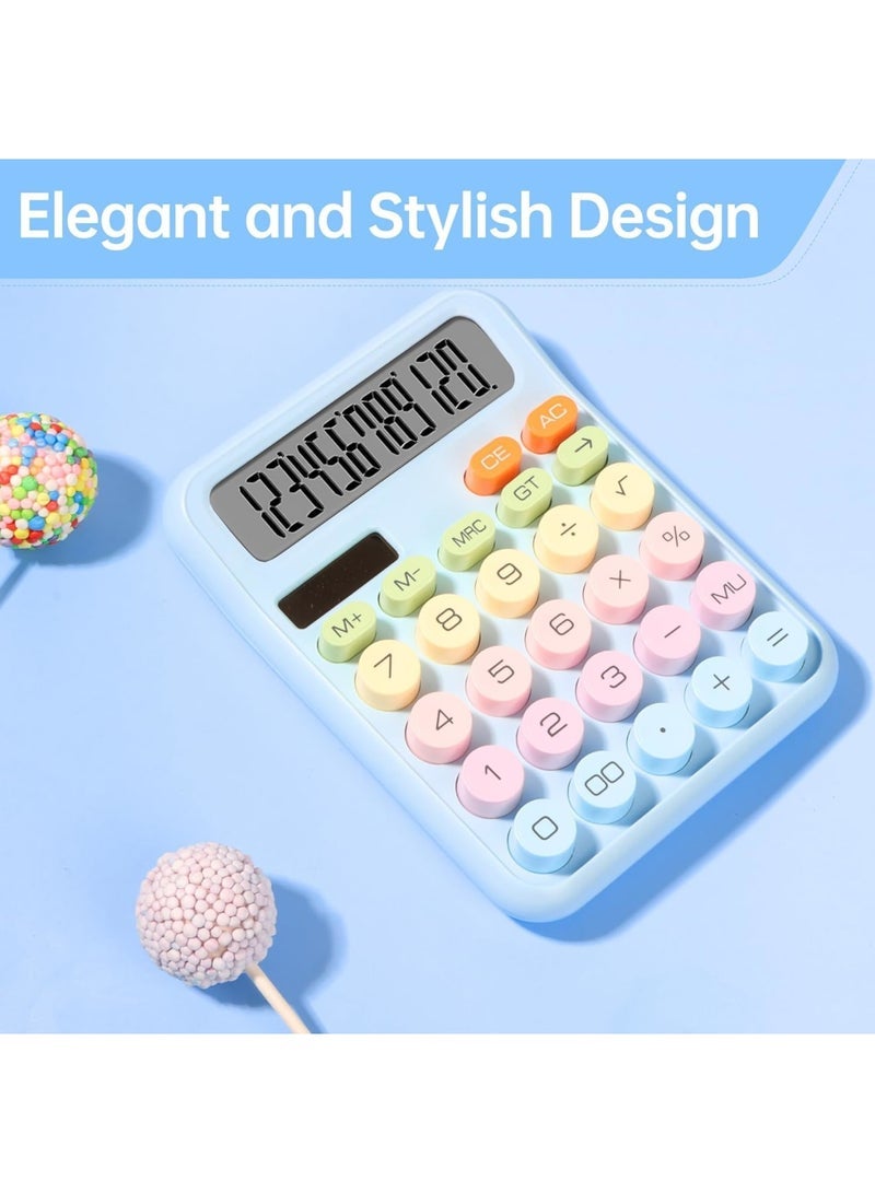 SOLARAE Mechanical Switch Calculator, Colorful Candy Calculator, 12 Digits, Large LCD Display, Purple Calculator Big Buttons, for Everyday Life and Basic Office Work (Colorful Blue, L) - Image 3