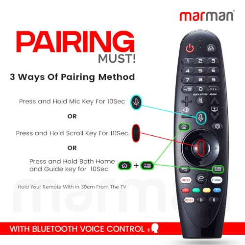 marman® Compatible with LG Smart Tv Magic Remote Control Original Model AKB75855501 AN-MR20GA Suitable for UHD OLED QLED with Bluetooth Voice Command, Pointer Function and Streaming Apps - Image 2