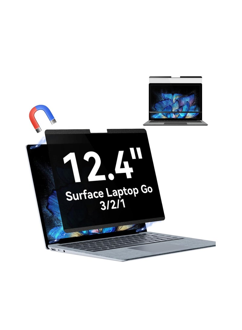 شاشة خصوصية مغناطيسية لجهاز Microsoft Surface Laptop Go 3/2/1 بحجم 12.4 بوصة، فلتر مضاد للتجسس قابل للإزالة، واقي شاشة خصوصية لجهاز Surface Laptop بحجم 12.4 بوصة - Image 2