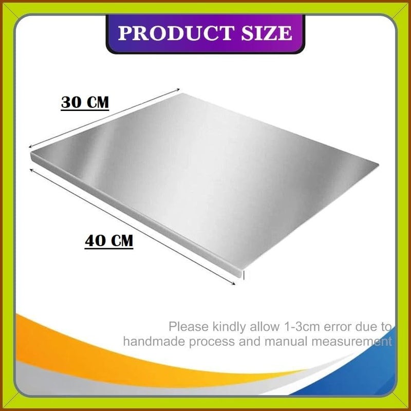 FARIOX Stainless Steel Chopping Board Cutting Board with Round Edge Kitchen Counter Top Kneading Board for Cutting and Chopping with Lip Bend Vegetable MeatFruits Cutter Board - Image 2