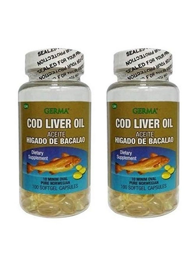 Germa Aceite De Higado De Bacalao Capsules 2 X 100'S (200 Softgels Total) Pure Norwegian Cod Liver Oil Germa 2Pack  - Image 2