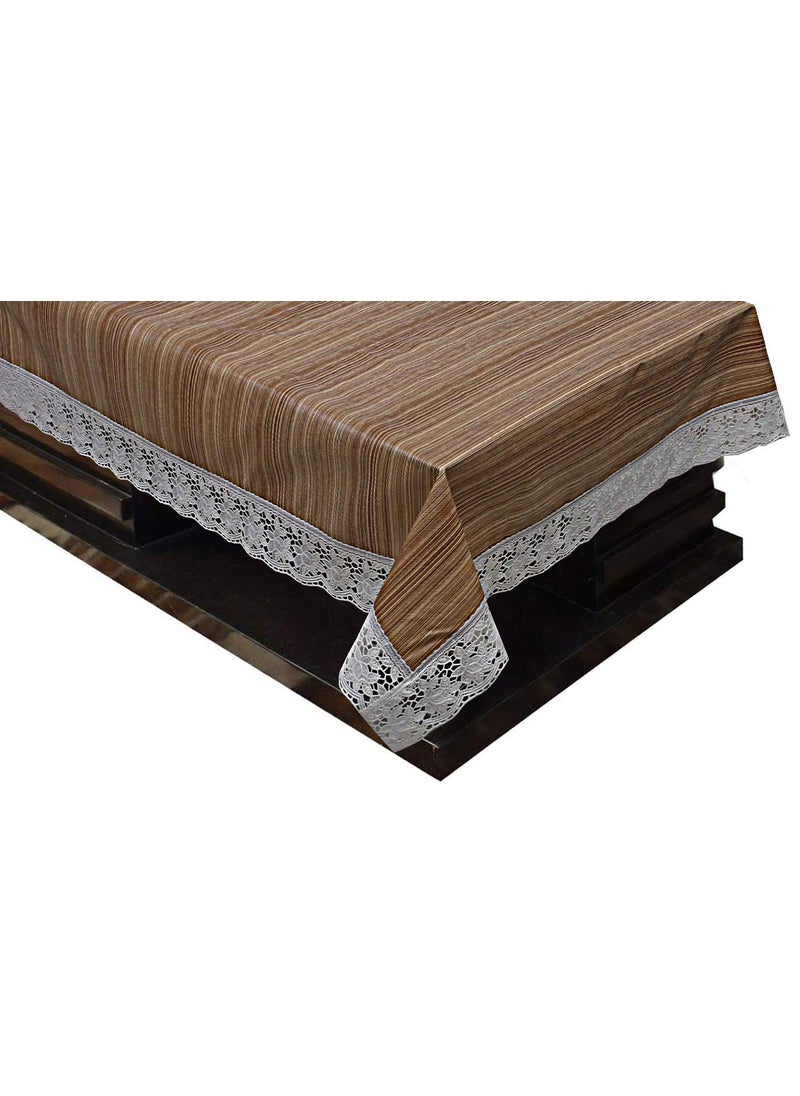 craft city CRAFT CITY Brown Color Wood Printed Center/Dining Table Cover for 2/4/6 Seater Table Cloth/Water and dust with Oil-Proof PVC Rectangular Shape (54x78 inch)  - Image 2