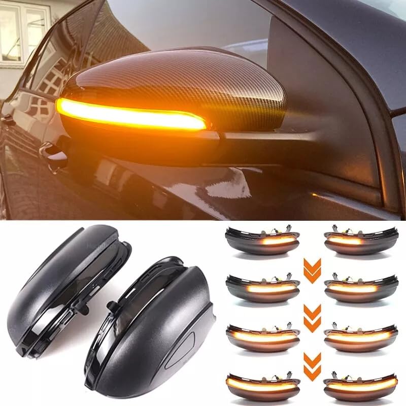 doiplent [2pcs] Side Mirror Sequential Turn Signal Lights for VW Golf MK6 2009-2013 GTI 6 2008-2013 Golf R20 2008-2012 Touran 2011-2015 Assemely-Smoked Lens - Image 1