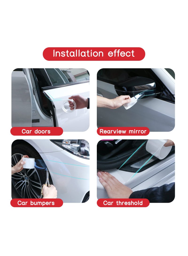 SYOSI 1 PC Car Universal Door Sill Transparent Anti-Collision Protection Strip, Car Door Edge Trim Protection Film, TrunkAnti-Trampling Plate Protection Stickers, Fits for Most Car (2In x 33Ft) - Image 4