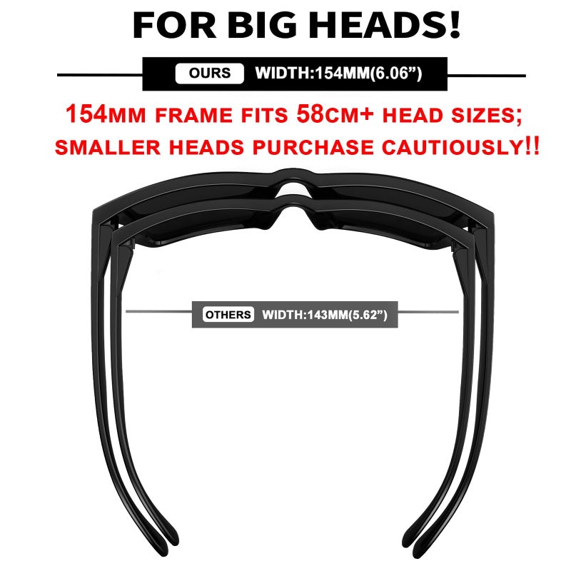 MAXJULI XXL Size Double Extra Large Z87 Sunglasses for Big Wide Heads Men TR90 Ultralight UV400 Protection Glasses 8228 (Matte Black Frame/Revo Blue Lens Polarized) - Image 3