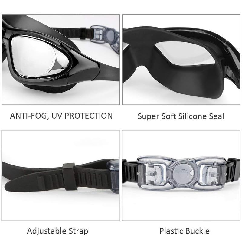 Cable World ® Big Frame Competition Swim Goggles with Free Protective Case Pro Anti fog Protection Clear Anti-UV Swimming Goggles with Adjustable Strap - Image 2