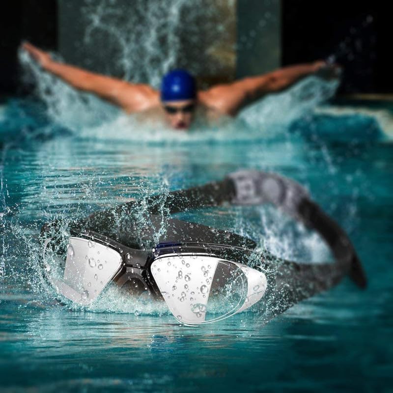 Cable World ® Big Frame Competition Swim Goggles with Free Protective Case Pro Anti fog Protection Clear Anti-UV Swimming Goggles with Adjustable Strap - Image 4