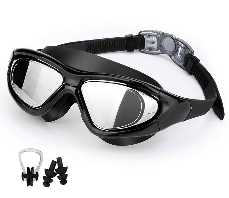 Cable World ® Big Frame Competition Swim Goggles with Free Protective Case Pro Anti fog Protection Clear Anti-UV Swimming Goggles with Adjustable Strap - Image 1