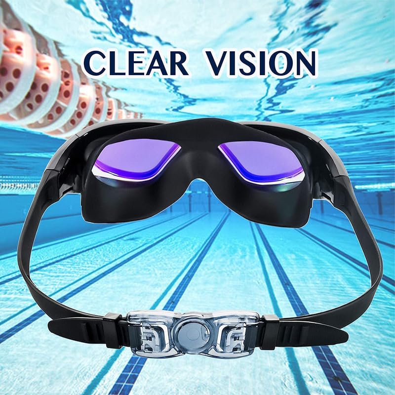 Cable World ® Big Frame Competition Swim Goggles with Free Protective Case Pro Anti fog Protection Clear Anti-UV Swimming Goggles with Adjustable Strap - Image 5