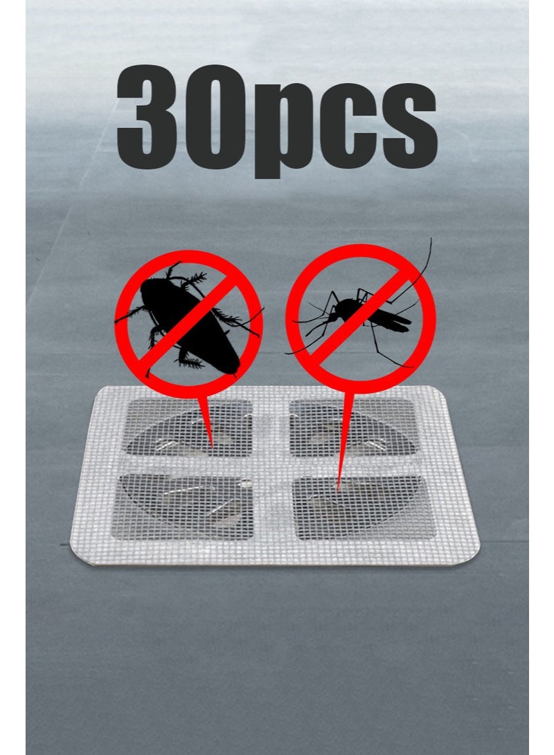 30PCS Self-Adhesive Hair Filter Sticker, DisposableShower Drain Adapter, Anti-Clog KitchenBathroom Drain Hair Drain Catcher, Door,Kitchen Sewage Grill Filter, Window ScreenRepair Patch - Image 1