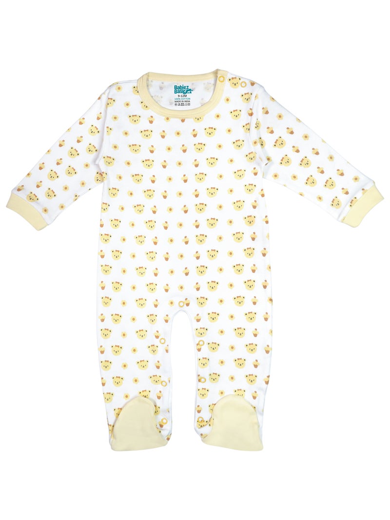 Babies Basic 5 piece Unisex 100% Cotton Sets include Bib, Romper, Mittens, Cap and Sleepsuit/Jumpsuit - Image 2