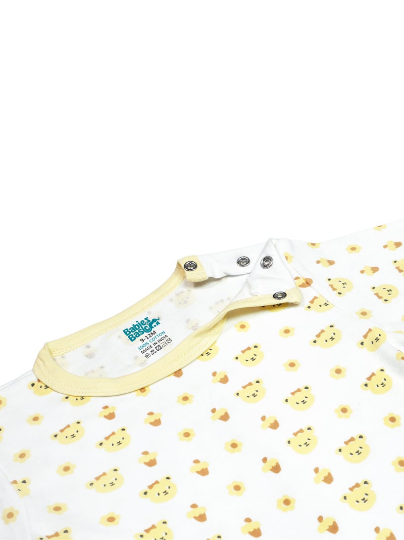 Babies Basic 5 piece Unisex 100% Cotton Sets include Bib, Romper, Mittens, Cap and Sleepsuit/Jumpsuit - Image 5