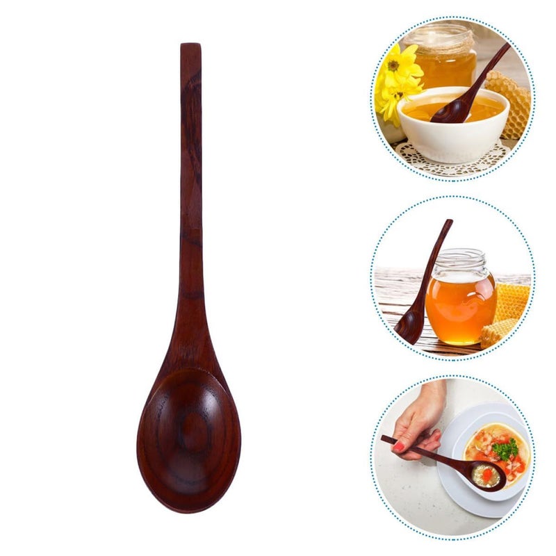 Long Handle Wooden Spoon For Mixing Soup And Cooking 20cm Natural Wood - Image 3