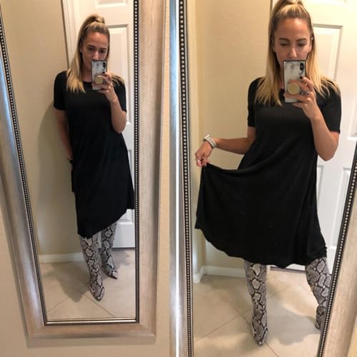 Locryz Juniors Summer Short Sleeve Basic Pocket Pleated Midi Dress Black X-Large - Image 3