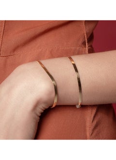 Gold Zone Real Gold Flat Mirror Solid Snake Chain Bracelet  - Image 3