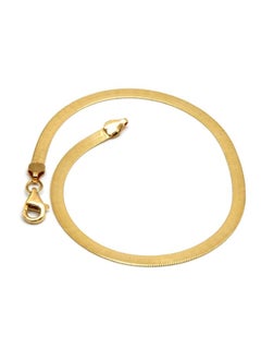 Gold Zone Real Gold Flat Mirror Solid Snake Chain Bracelet  - Image 4
