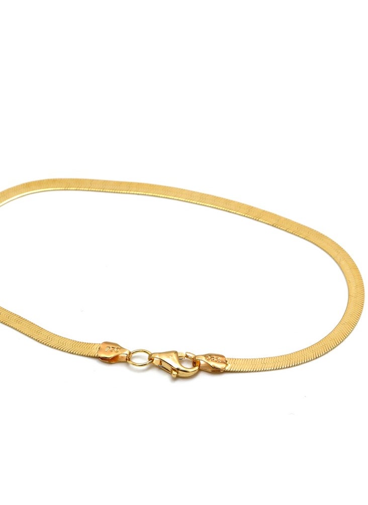 Gold Zone - Real Gold Flat Mirror Solid Snake Chain Bracelet - Image 1