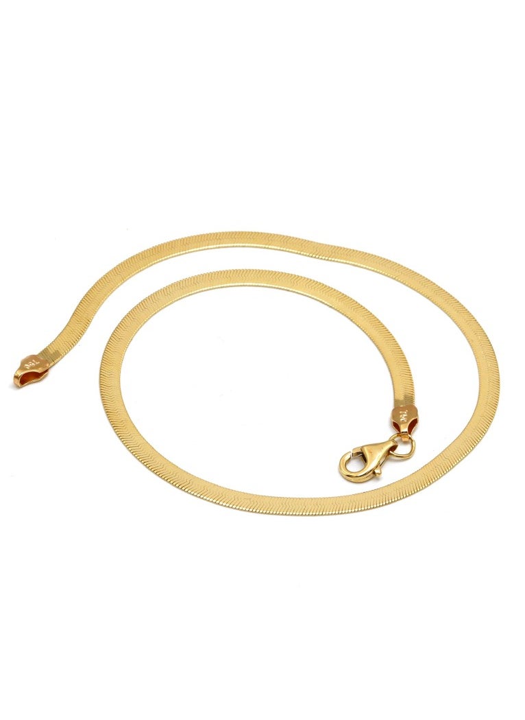 Gold Zone - Real Gold Flat Mirror Solid Snake Chain Bracelet - Image 1