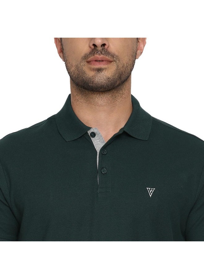 فان هيوزن تي شيرت بولو رجالي من Van Heusen بتصميم رياضي فائق النعومة بأكمام قصيرة، منقوش، 60033، أخضر صنوبري، مقاس متوسط  - Image 5