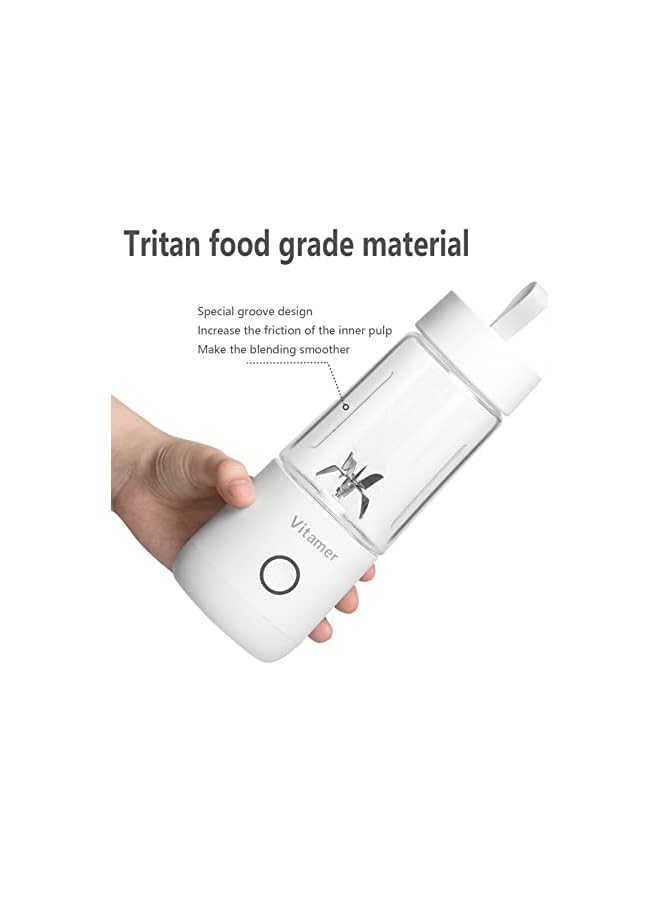 IAF Blender, USB Rechargeable Juicer Cup, 300mL Waterproof Fruit Mixing Machine Baby Travel Home Office Sports Outdoors (White) - Image 3