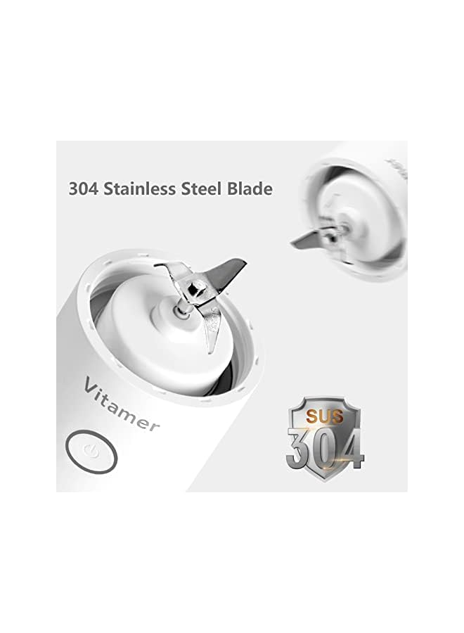 IAF Blender, USB Rechargeable Juicer Cup, 300mL Waterproof Fruit Mixing Machine Baby Travel Home Office Sports Outdoors (White) - Image 2