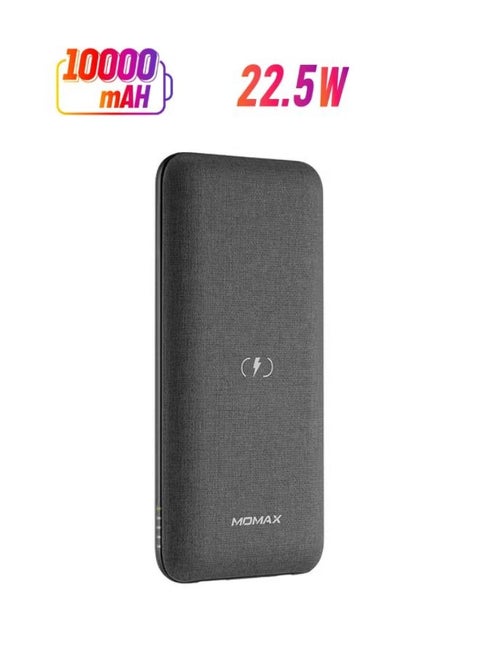 10000mAh Wireless Power Bank, Lightning Input PD QC 3.0 USB C External Battery Pack 2 Input & 3 Output Phone Charger for iPhone, Airpods, Samsung, Android (Dark Grey)