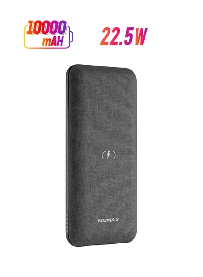 10000mAh Wireless Power Bank, Lightning Input PD QC 3.0 USB C External Battery Pack 2 Input & 3 Output Phone Charger for iPhone, Airpods, Samsung, Android (Dark Grey)