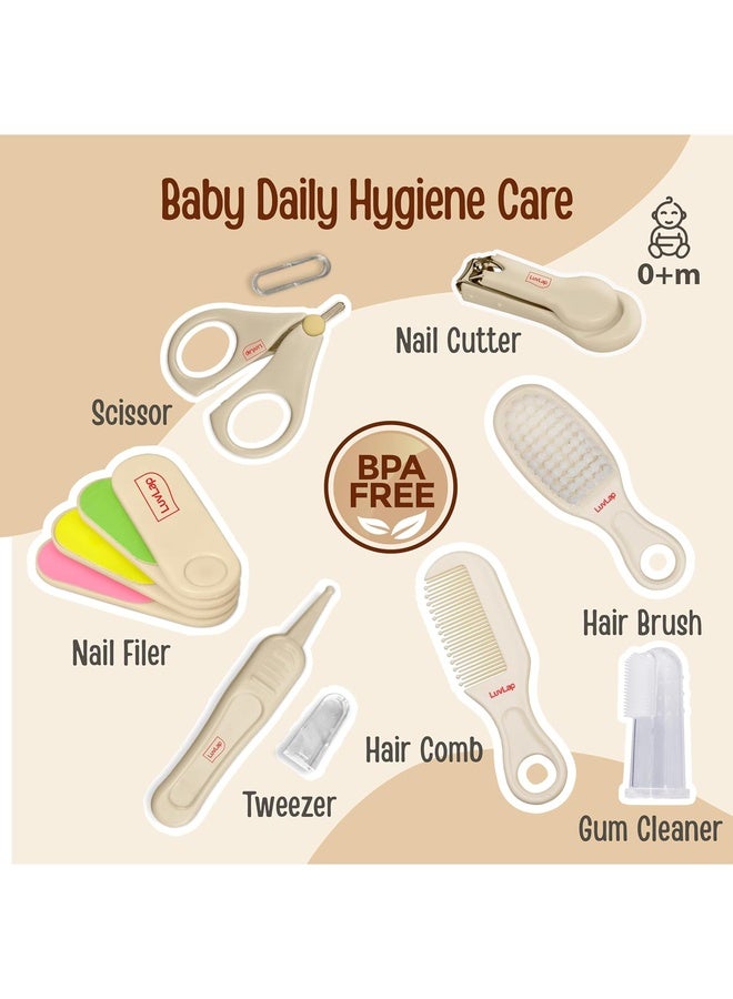 Luvlap 7 In1 Baby Grooming Kit, Portable Baby Grooming Kit for New Born Baby, Finger Brush, Hair Brush, Comb, Baby Nail Scissor, Baby Nail Cutter,Tweezer,Nail Filer,Newborn,Infants,Toddlers, White, 0m+ - Image 2