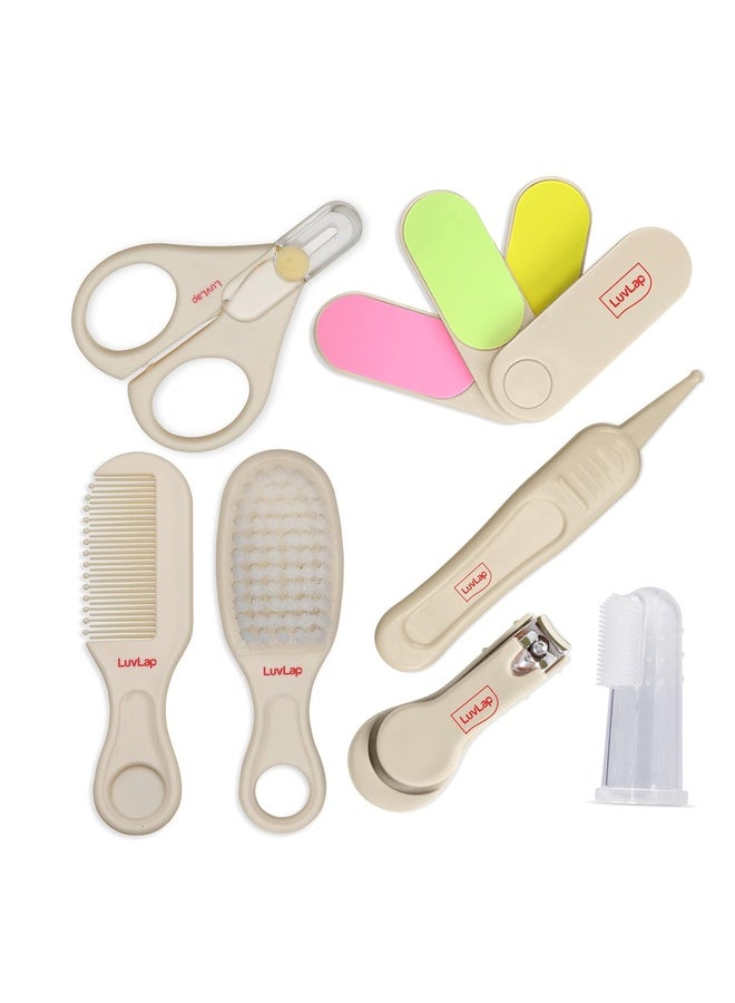 Luvlap 7 In1 Baby Grooming Kit, Portable Baby Grooming Kit for New Born Baby, Finger Brush, Hair Brush, Comb, Baby Nail Scissor, Baby Nail Cutter,Tweezer,Nail Filer,Newborn,Infants,Toddlers, White, 0m+ - Image 1