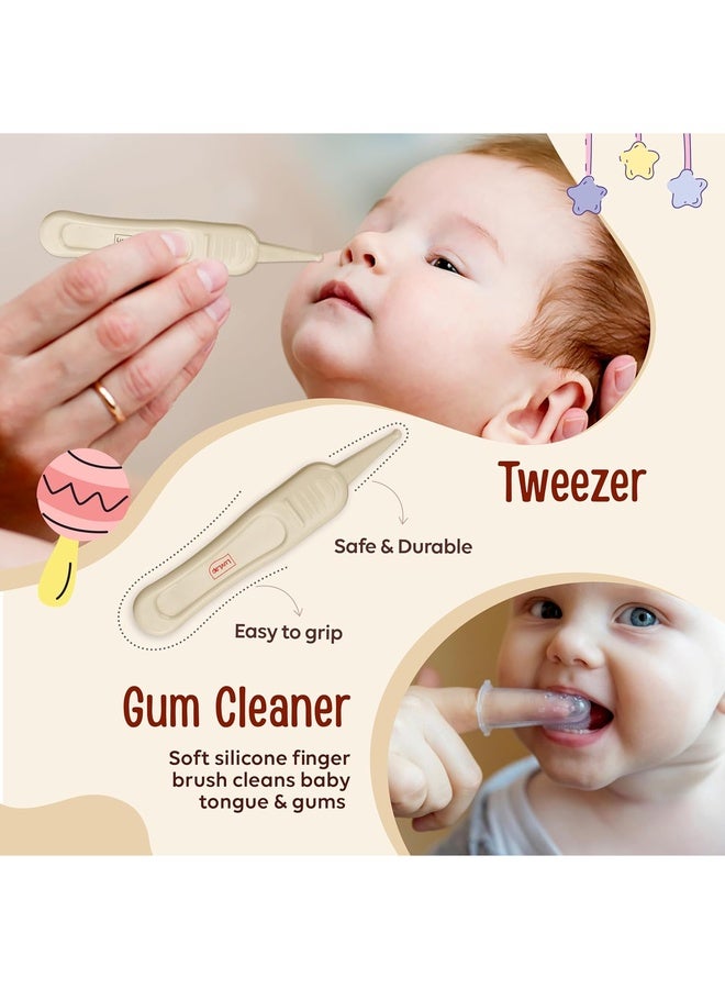 Luvlap 7 In1 Baby Grooming Kit, Portable Baby Grooming Kit for New Born Baby, Finger Brush, Hair Brush, Comb, Baby Nail Scissor, Baby Nail Cutter,Tweezer,Nail Filer,Newborn,Infants,Toddlers, White, 0m+ - Image 4